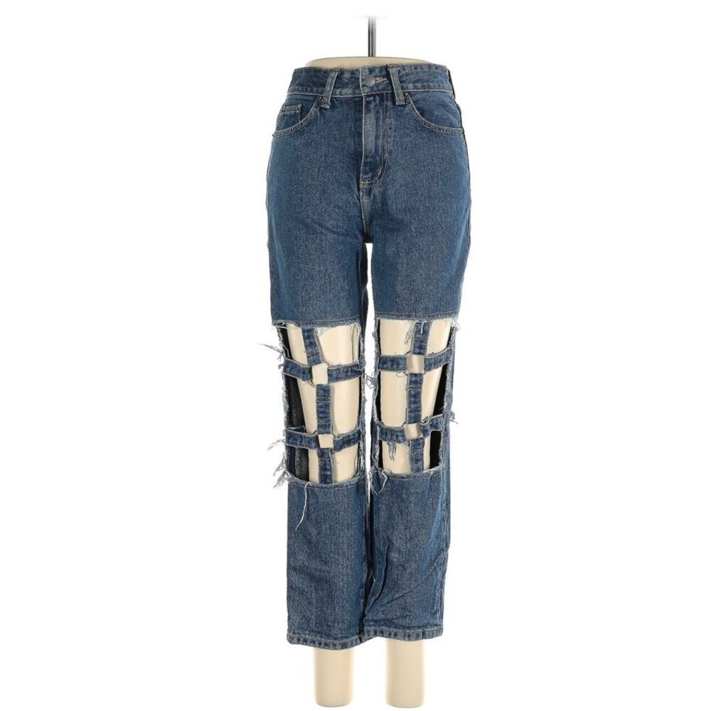 Carmar Hermia Sirius Cage Chain Non-Stretch High Rise Denim Jeans Sz. 24